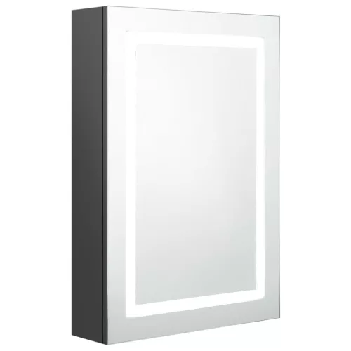 Szürke LED-es tükrös fürdőszobaszekrény 50 x 13 x 70 cm