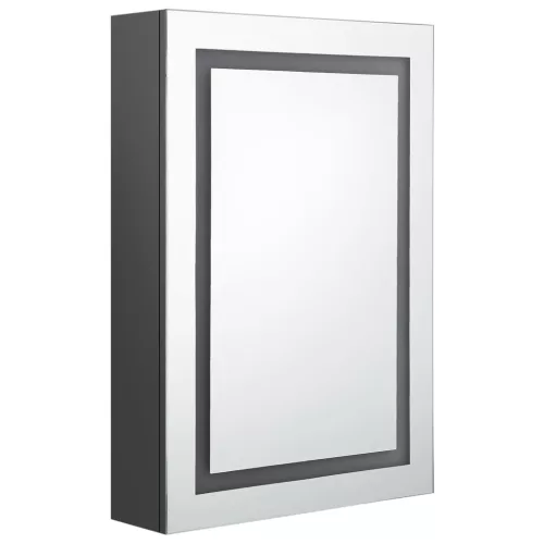Szürke LED-es tükrös fürdőszobaszekrény 50 x 13 x 70 cm