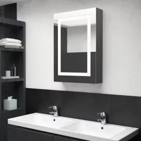   Fényes szürke LED-es tükrös fürdőszobaszekrény 50 x 13 x 70 cm