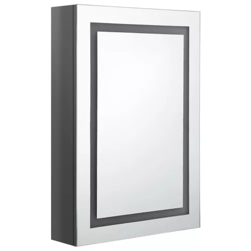 Fényes szürke LED-es tükrös fürdőszobaszekrény 50 x 13 x 70 cm
