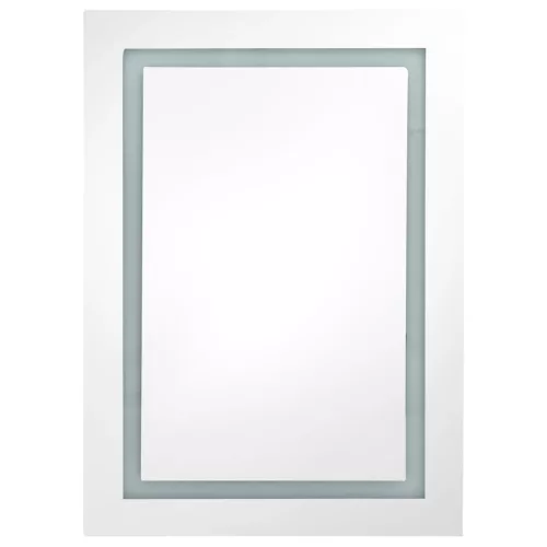 Fényes szürke LED-es tükrös fürdőszobaszekrény 50 x 13 x 70 cm