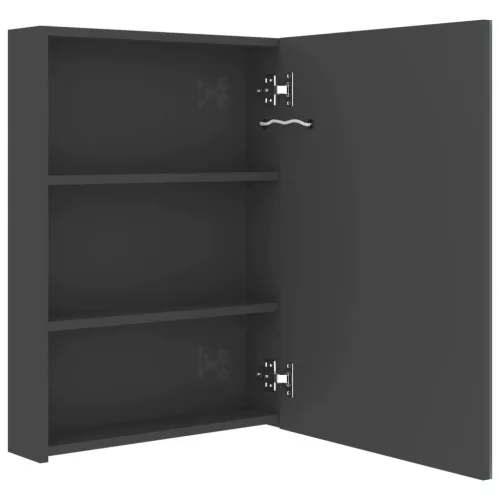 Fényes szürke LED-es tükrös fürdőszobaszekrény 50 x 13 x 70 cm