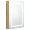 Fehér-tölgyszínű LED-es tükrös fürdőszobaszekrény 50x13x70 cm
