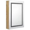 Fehér-tölgyszínű LED-es tükrös fürdőszobaszekrény 50x13x70 cm