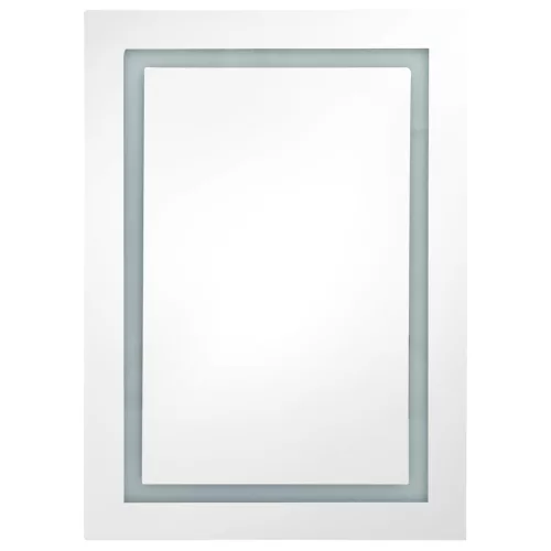 Fehér-tölgyszínű LED-es tükrös fürdőszobaszekrény 50x13x70 cm