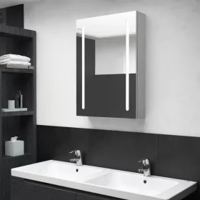   Betonszürke LED-es tükrös fürdőszobaszekrény 50 x 13 x 70 cm
