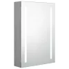 Betonszürke LED-es tükrös fürdőszobaszekrény 50 x 13 x 70 cm