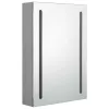 Betonszürke LED-es tükrös fürdőszobaszekrény 50 x 13 x 70 cm