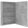 Betonszürke LED-es tükrös fürdőszobaszekrény 50 x 13 x 70 cm