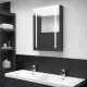 Fényes fekete LED-es tükrös fürdőszobaszekrény 50 x 13 x 70 cm