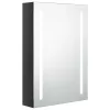 Fényes fekete LED-es tükrös fürdőszobaszekrény 50 x 13 x 70 cm