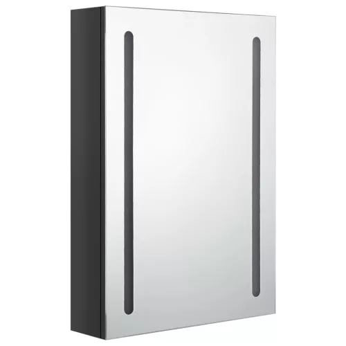 Fényes fekete LED-es tükrös fürdőszobaszekrény 50 x 13 x 70 cm