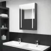 Szürke LED-es tükrös fürdőszobaszekrény 50 x 13 x 70 cm