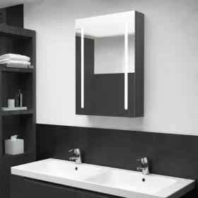   Szürke LED-es tükrös fürdőszobaszekrény 50 x 13 x 70 cm