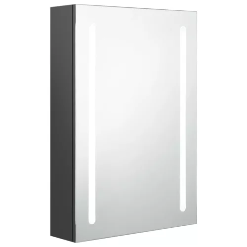 Szürke LED-es tükrös fürdőszobaszekrény 50 x 13 x 70 cm
