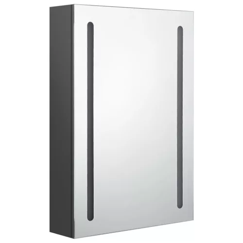 Szürke LED-es tükrös fürdőszobaszekrény 50 x 13 x 70 cm