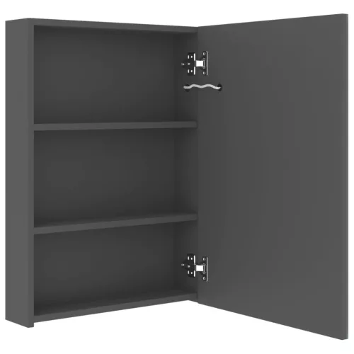 Szürke LED-es tükrös fürdőszobaszekrény 50 x 13 x 70 cm