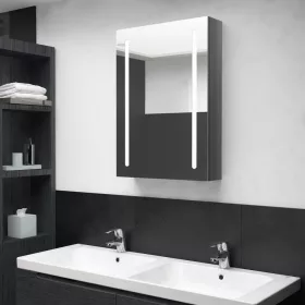   Fényes szürke LED-es tükrös fürdőszobaszekrény 50 x 13 x 70 cm