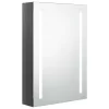 Fényes szürke LED-es tükrös fürdőszobaszekrény 50 x 13 x 70 cm