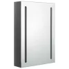 Fényes szürke LED-es tükrös fürdőszobaszekrény 50 x 13 x 70 cm