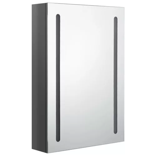 Fényes szürke LED-es tükrös fürdőszobaszekrény 50 x 13 x 70 cm