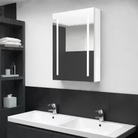   Fényes fehér LED-es tükrös fürdőszobaszekrény 50 x 13 x 70 cm