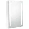 Fényes fehér LED-es tükrös fürdőszobaszekrény 50 x 13 x 70 cm