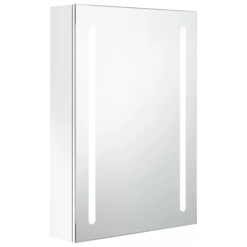 Fényes fehér LED-es tükrös fürdőszobaszekrény 50 x 13 x 70 cm