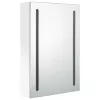Fényes fehér LED-es tükrös fürdőszobaszekrény 50 x 13 x 70 cm