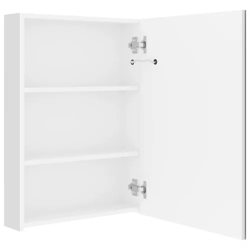 Fényes fehér LED-es tükrös fürdőszobaszekrény 50 x 13 x 70 cm