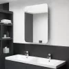 Betonszürke LED-es tükrös fürdőszobaszekrény 60 x 11 x 80 cm