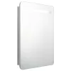 Betonszürke LED-es tükrös fürdőszobaszekrény 60 x 11 x 80 cm