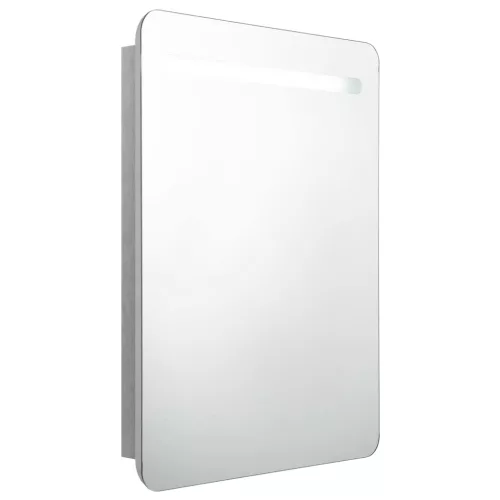 Betonszürke LED-es tükrös fürdőszobaszekrény 60 x 11 x 80 cm