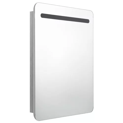 Betonszürke LED-es tükrös fürdőszobaszekrény 60 x 11 x 80 cm