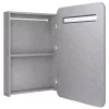 Betonszürke LED-es tükrös fürdőszobaszekrény 60 x 11 x 80 cm