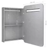 Betonszürke LED-es tükrös fürdőszobaszekrény 60 x 11 x 80 cm