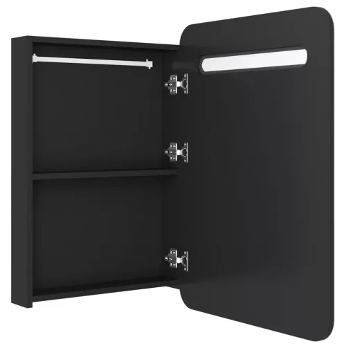 Fekete LED-es tükrös fürdőszobaszekrény 60 x 11 x 80 cm