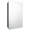Fényes fekete LED-es tükrös fürdőszobaszekrény 60 x 13 x 70 cm