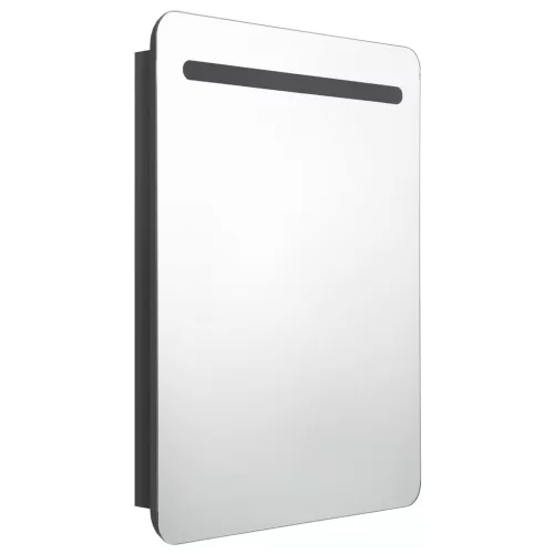 Fényes fekete LED-es tükrös fürdőszobaszekrény 60 x 13 x 70 cm