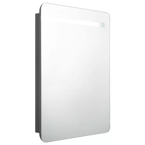 Szürke LED-es tükrös fürdőszobaszekrény 60 x 11 x 80 cm