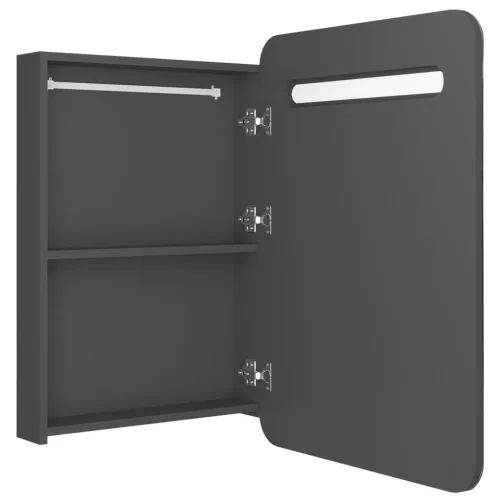 Szürke LED-es tükrös fürdőszobaszekrény 60 x 11 x 80 cm