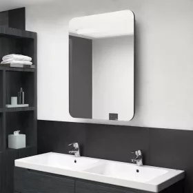   Fényes szürke LED-es tükrös fürdőszobaszekrény 60 x 11 x 80 cm
