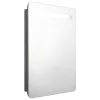 Fényes szürke LED-es tükrös fürdőszobaszekrény 60 x 11 x 80 cm