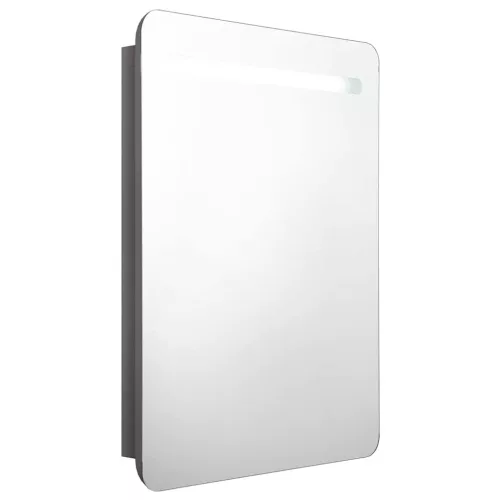 Fényes szürke LED-es tükrös fürdőszobaszekrény 60 x 11 x 80 cm