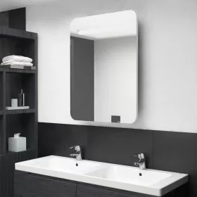   Fényes fehér LED-es tükrös fürdőszobaszekrény 60 x 11 x 80 cm