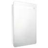 Fényes fehér LED-es tükrös fürdőszobaszekrény 60 x 11 x 80 cm