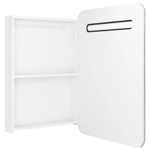 Fényes fehér LED-es tükrös fürdőszobaszekrény 60 x 11 x 80 cm