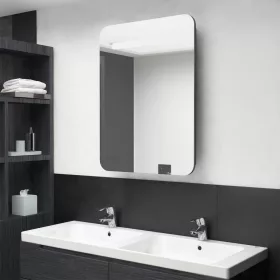   Antracitszürke LED-es tükrös fürdőszobaszekrény 60x11x80 cm