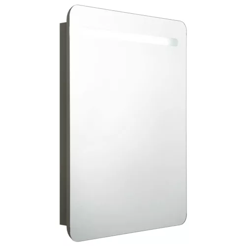 Antracitszürke LED-es tükrös fürdőszobaszekrény 60x11x80 cm
