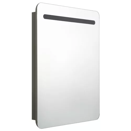 Antracitszürke LED-es tükrös fürdőszobaszekrény 60x11x80 cm
